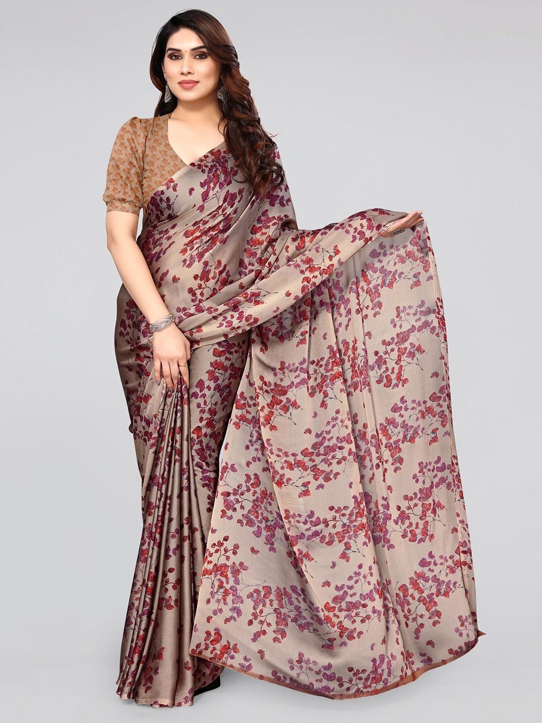 

KALINI Floral Printed Saree, Beige