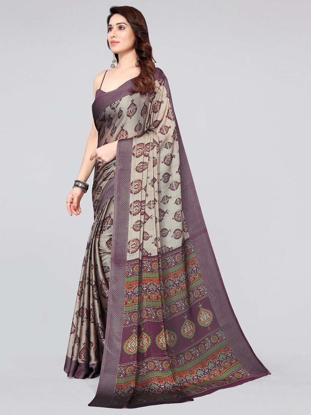 

KALINI Ethnic Motifs Printed Chiffon Saree, Magenta