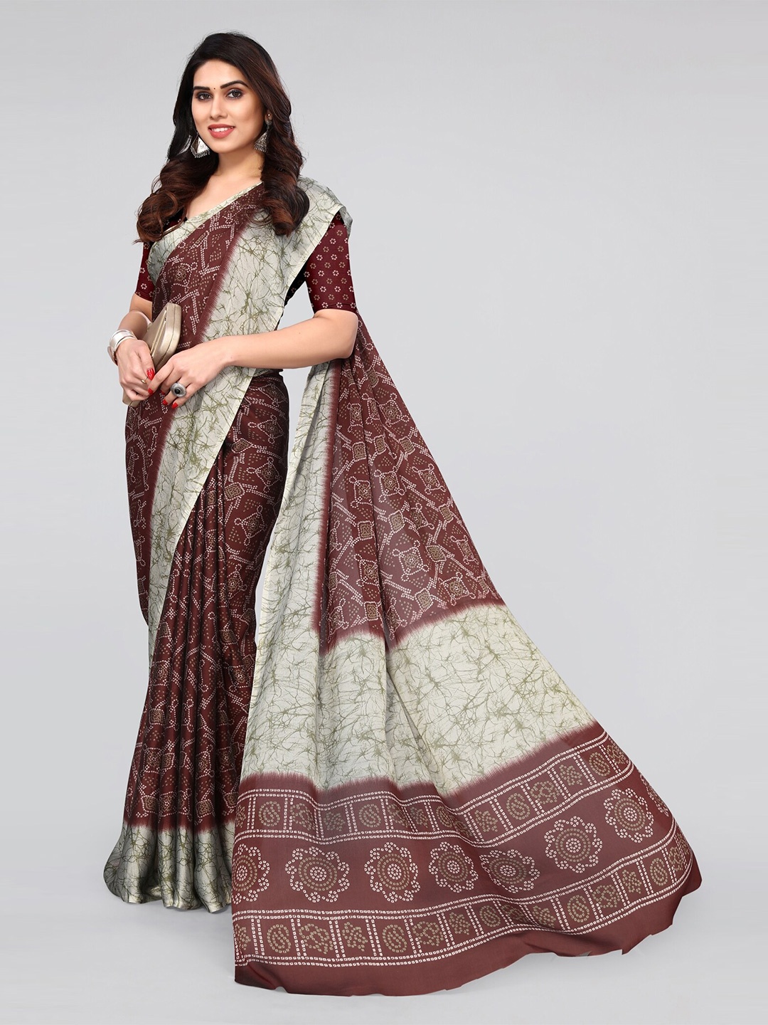 

KALINI Bandhani Printed Saree, Maroon