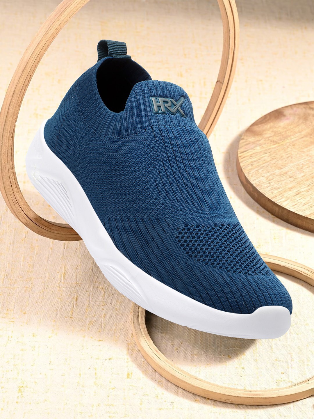 

HRX by Hrithik Roshan Men Teal Blue & White Lightweight Textile Slip-On Sneakers