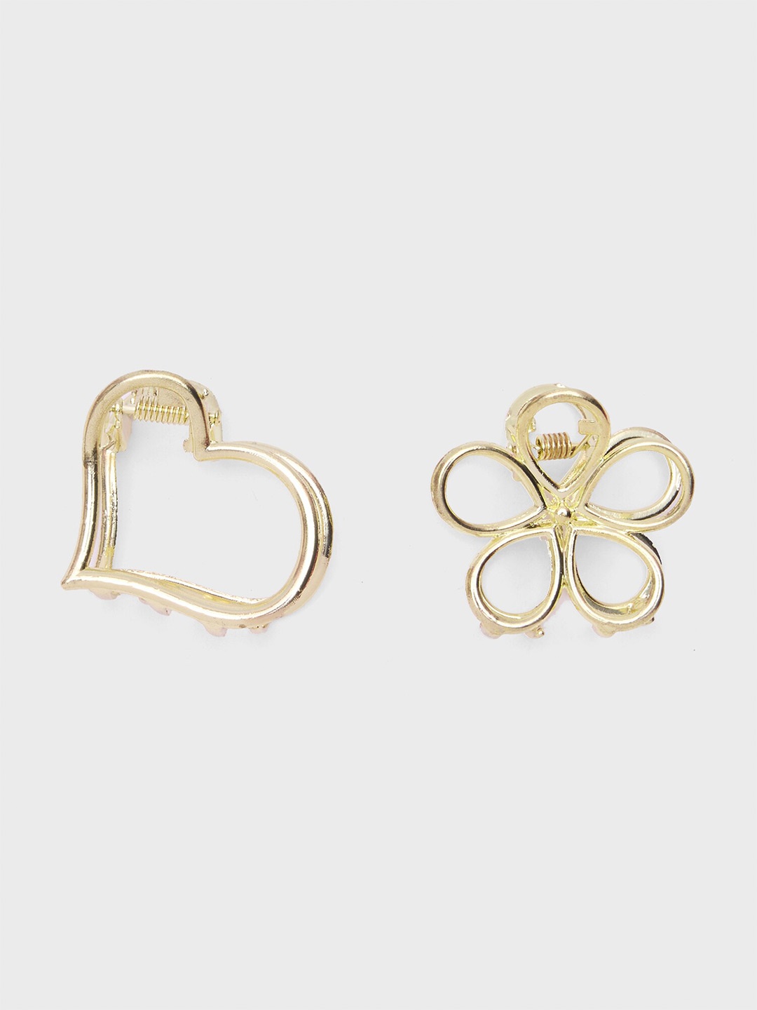

20Dresses Women Gold-Toned Set of 2 Heart And Flower Shaped Claw Clip