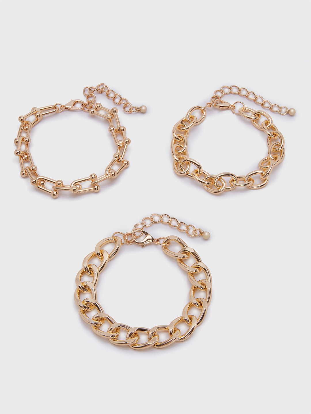 

20Dresses Women Set of 3 Gold-Plated Gold-Plated Link Bracelets