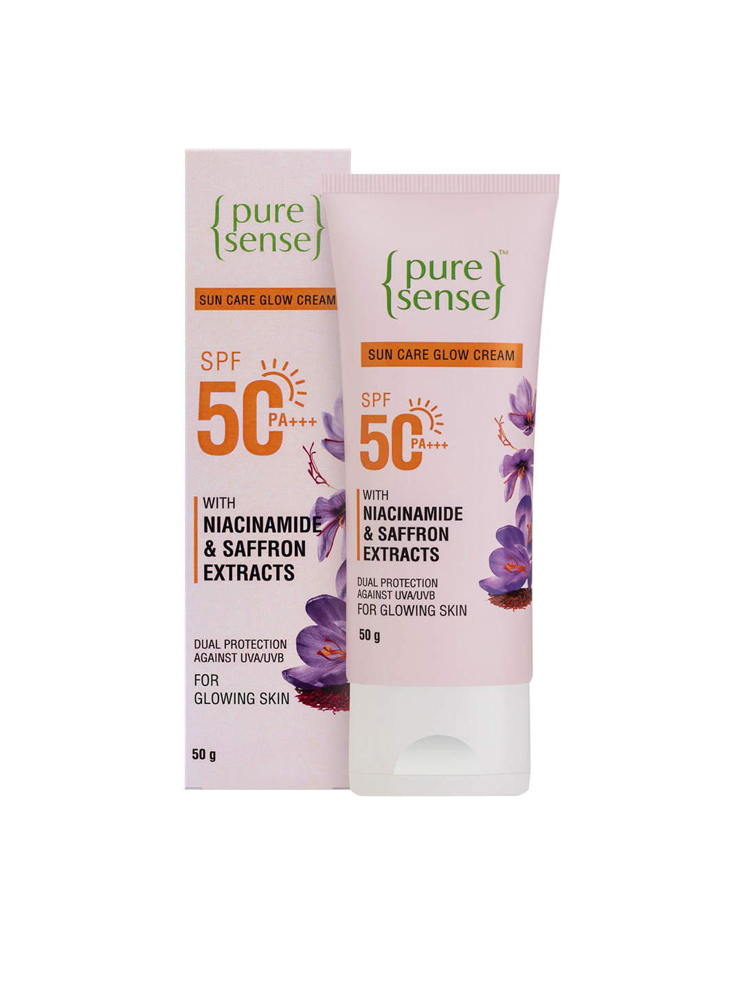 

Pure Sense Sun Care Glow Cream with SPF 50 PA +++ for Glowing Skin - 50g, Pink