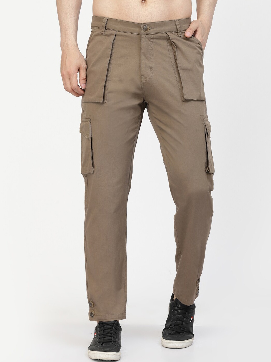 

SAPPER Men Mid-Rise Cotton Cargos Trousers, Brown