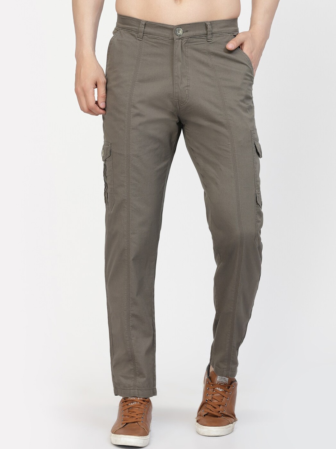 

SAPPER Men Mid-Rise Cotton Cargos Trousers, Grey