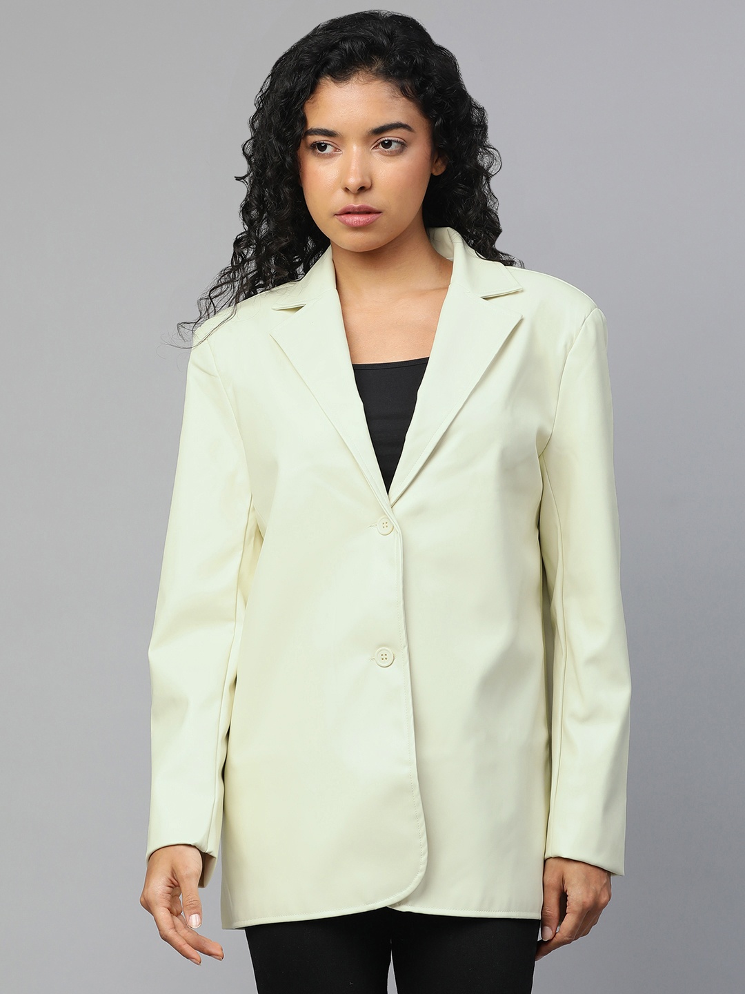 

London Rag Faux Leather Oversized Blazer, Cream