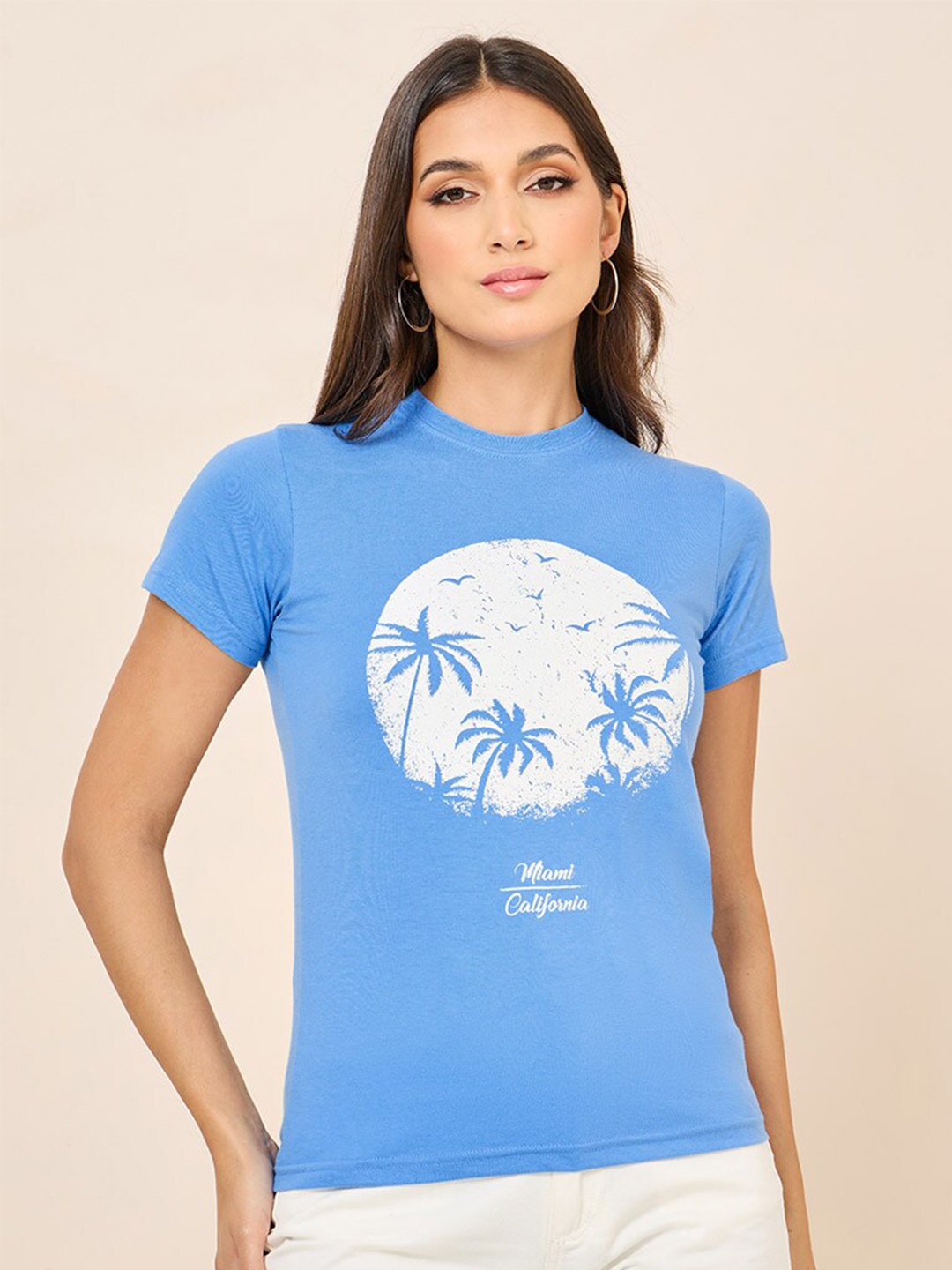 

Styli Graphic Printed Short Sleeves Cotton T-shirt, Blue