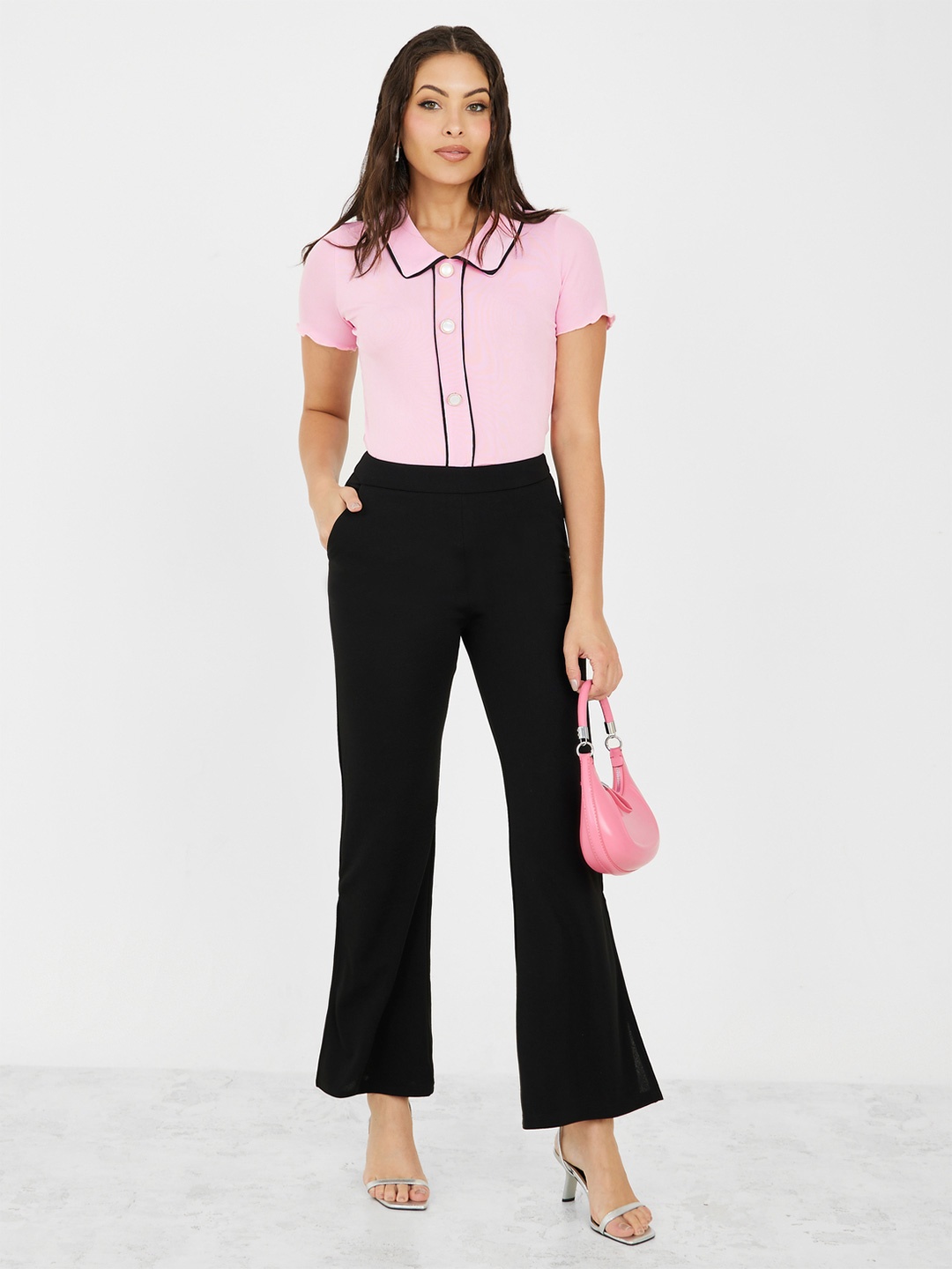 

Styli Polo Collar Short Sleeves T-shirt, Pink