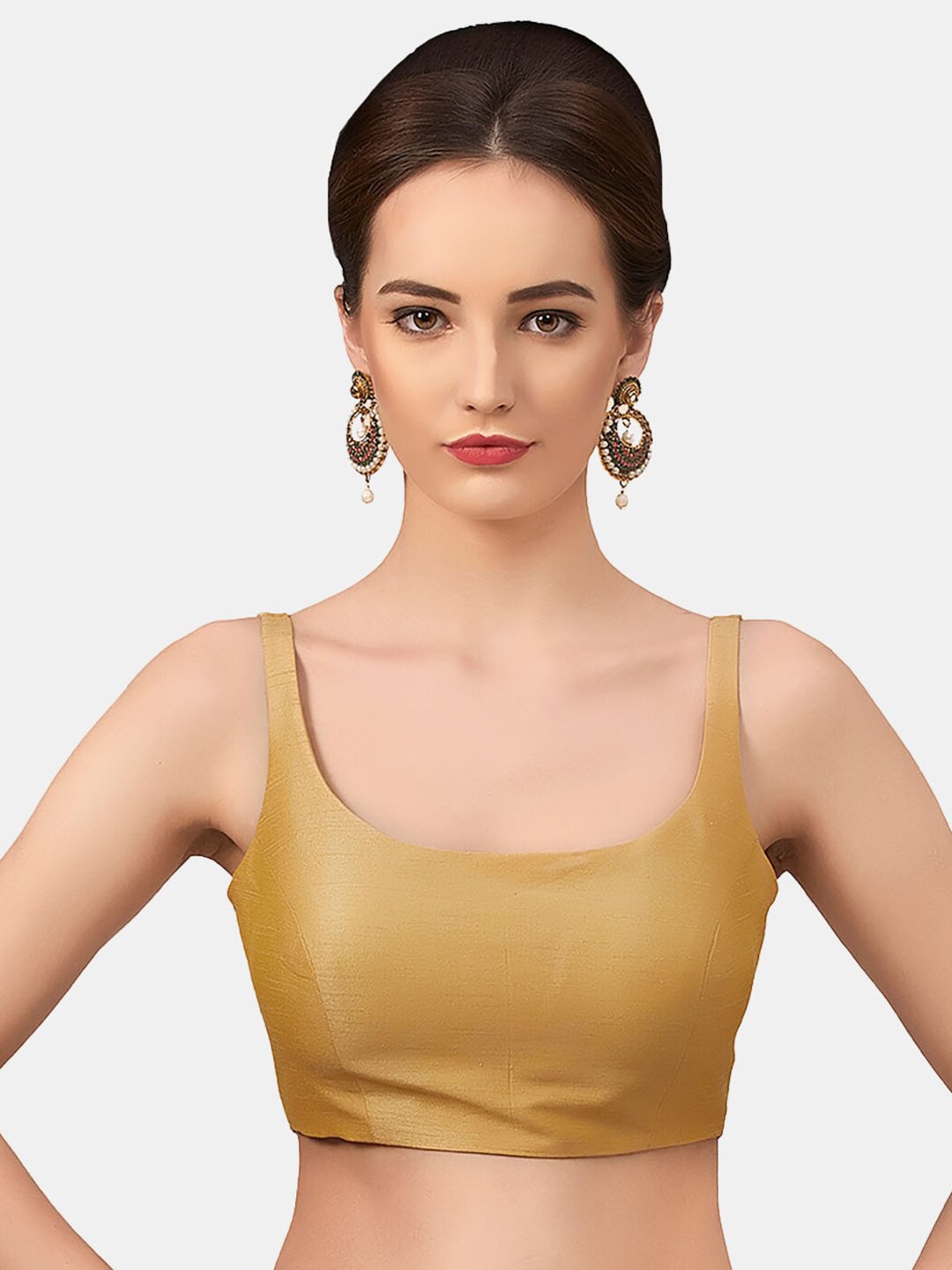 

neckbook Round-Neck Padded Readymade Saree Blouse, Gold