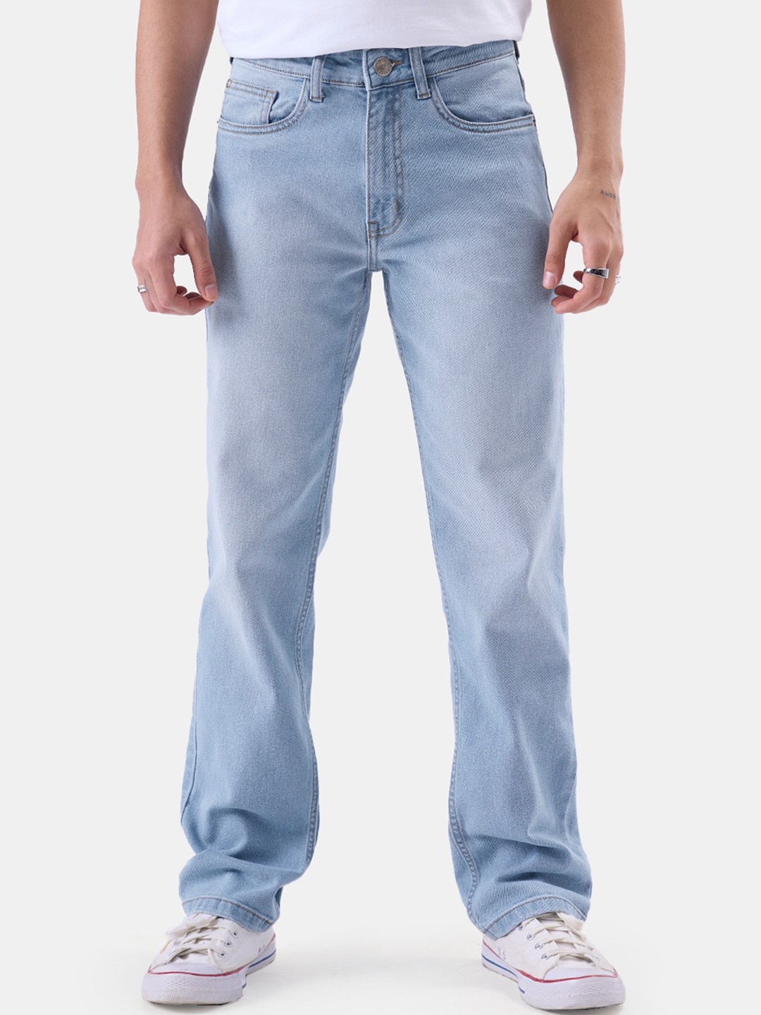 

The Souled Store Men Blue Straight Fit Mid-Rise Clean Look Heavy Fade Jeans