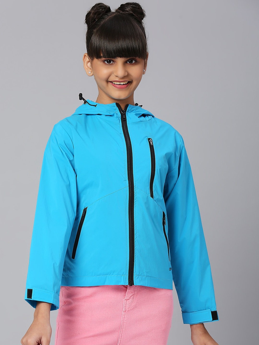 

JUSTICE Girls Hooded Lightweight Bomber Jacket, Blue