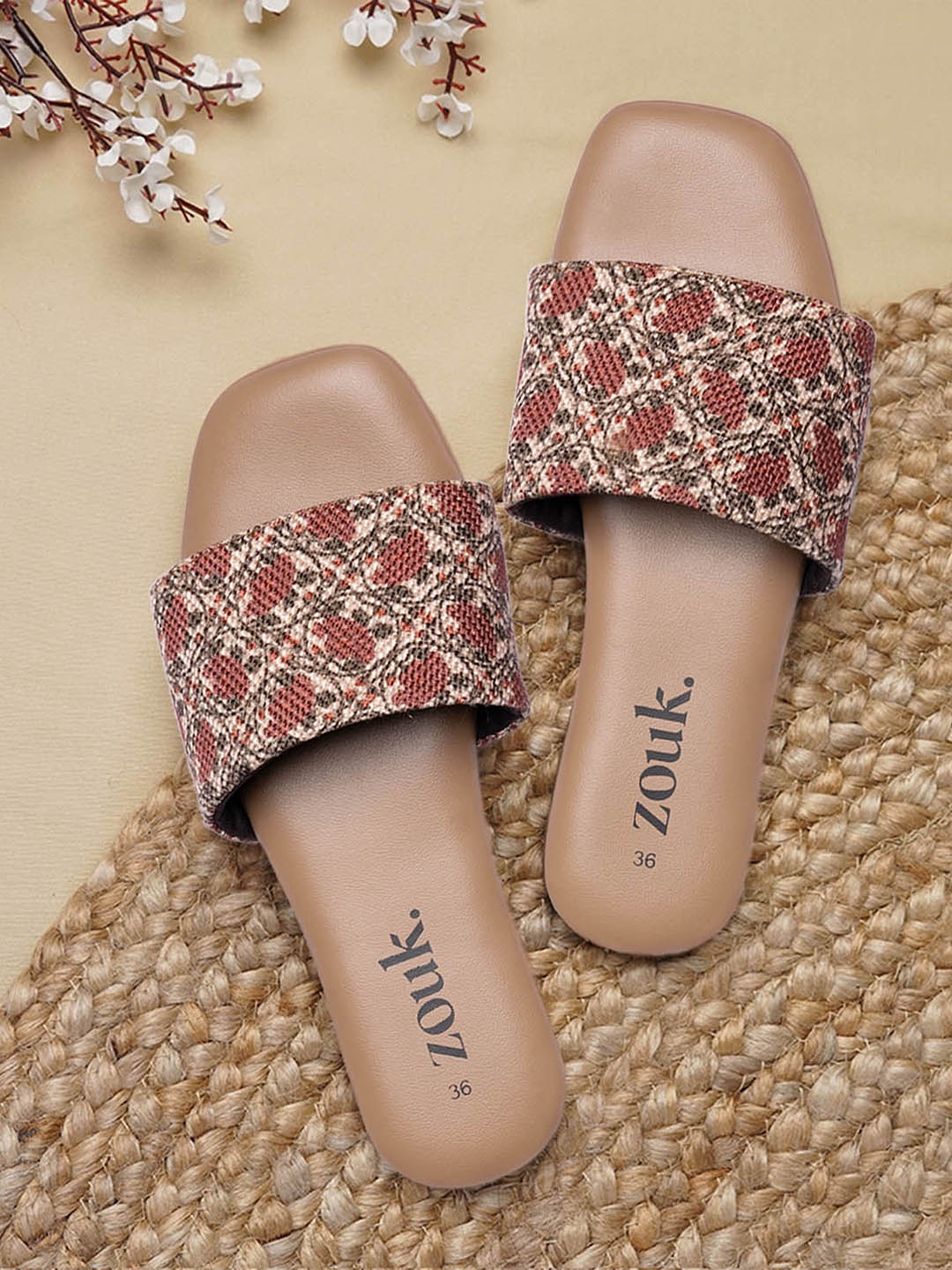 

ZOUK Women Auroville Botanica Open Toe Flats, Brown