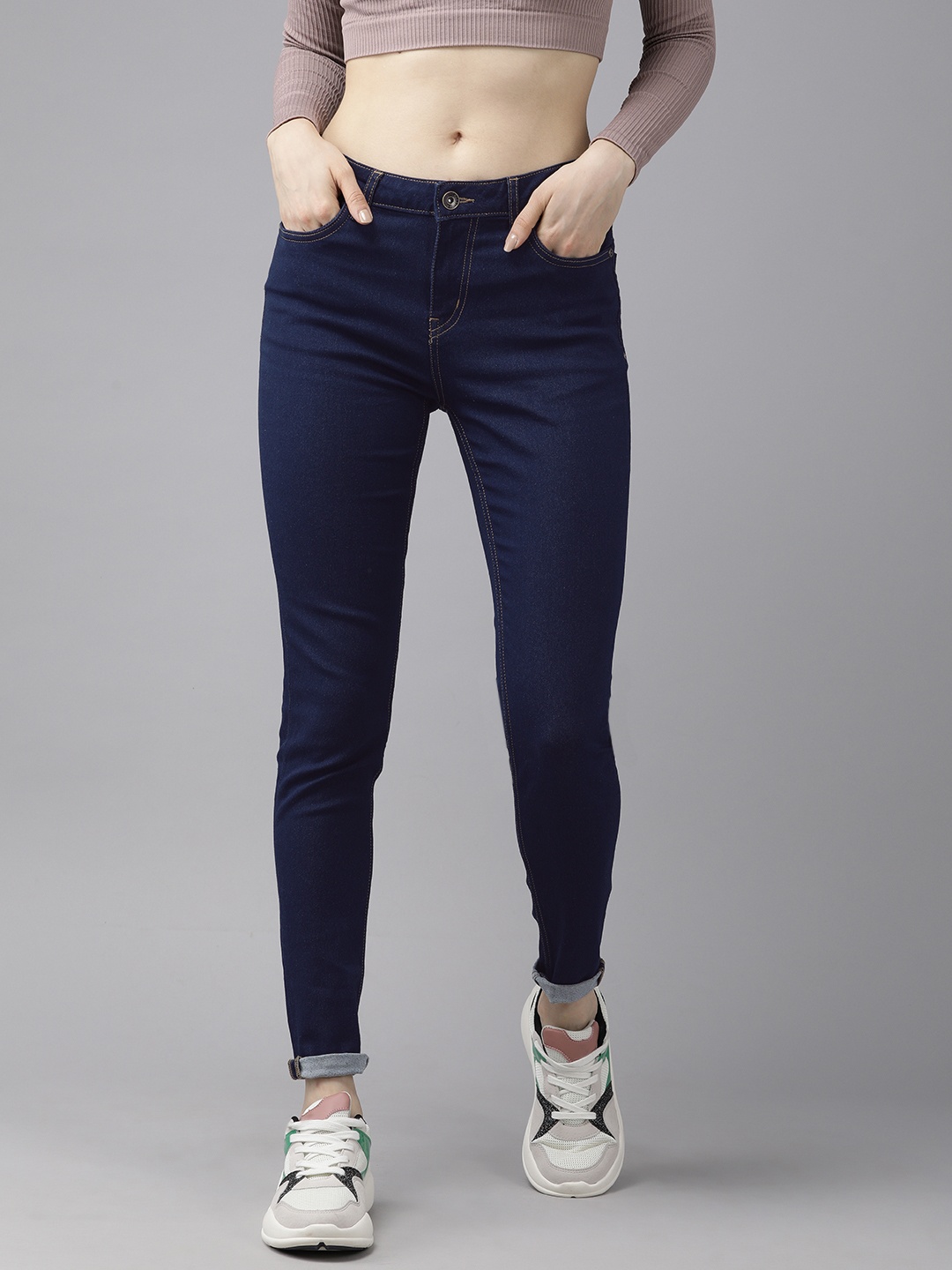 

Roadster Women Blue Skinny Fit Mid-Rise Clean Look Stretchable Jeans