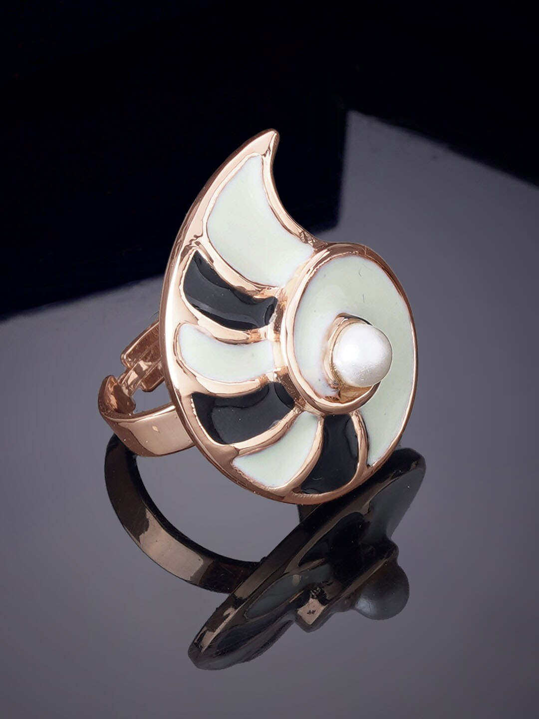 

Estele Rose Gold-Plated Artificial Beaded Adjustable Finger Ring