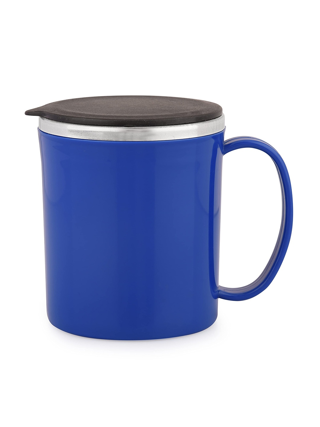 

SUGAR Homeware Frappe Navy Blue & Black Stainless Steel Matte Mug With Lid - 300 ML