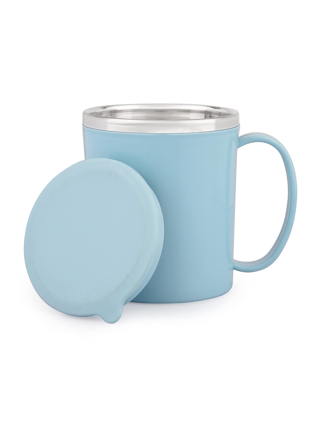 

SUGAR Frappe Blue Double Walled Sweat Proof Stainless Steel Mug With Lid-300 ml