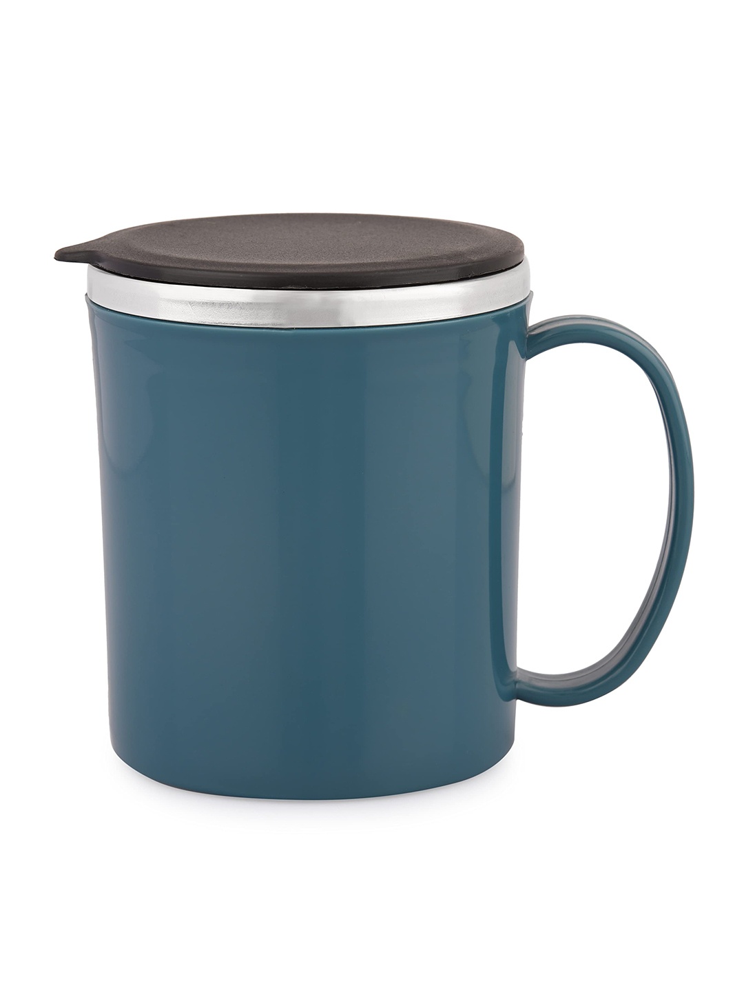 

SUGAR Frappe Teal & Black Double Walled Sweat Proof Stainless Steel Mug With Lid-300 ml