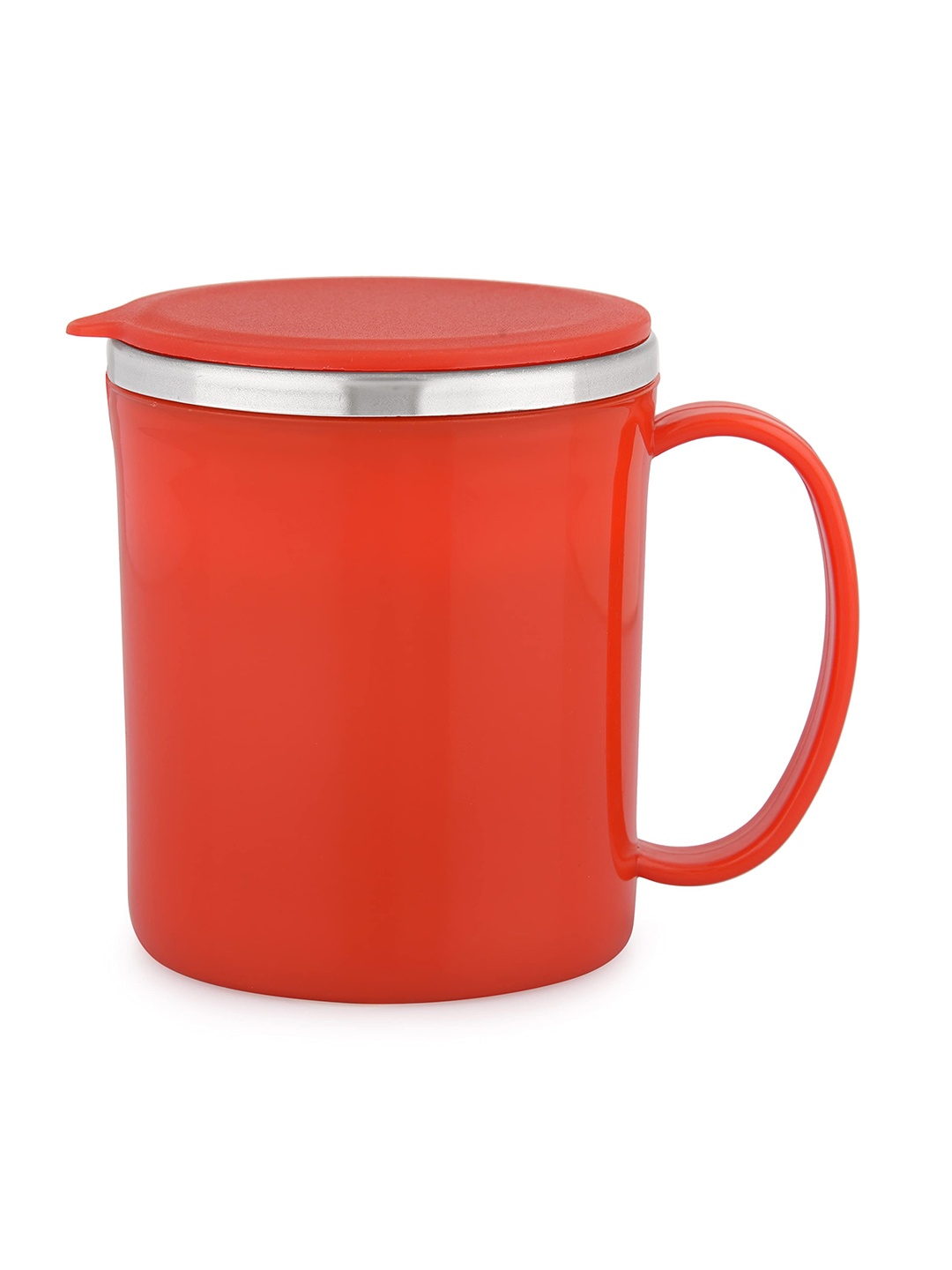 

SUGAR Frappe Red Double Walled Sweat Proof Stainless Steel Mug with Lid- 300 ml