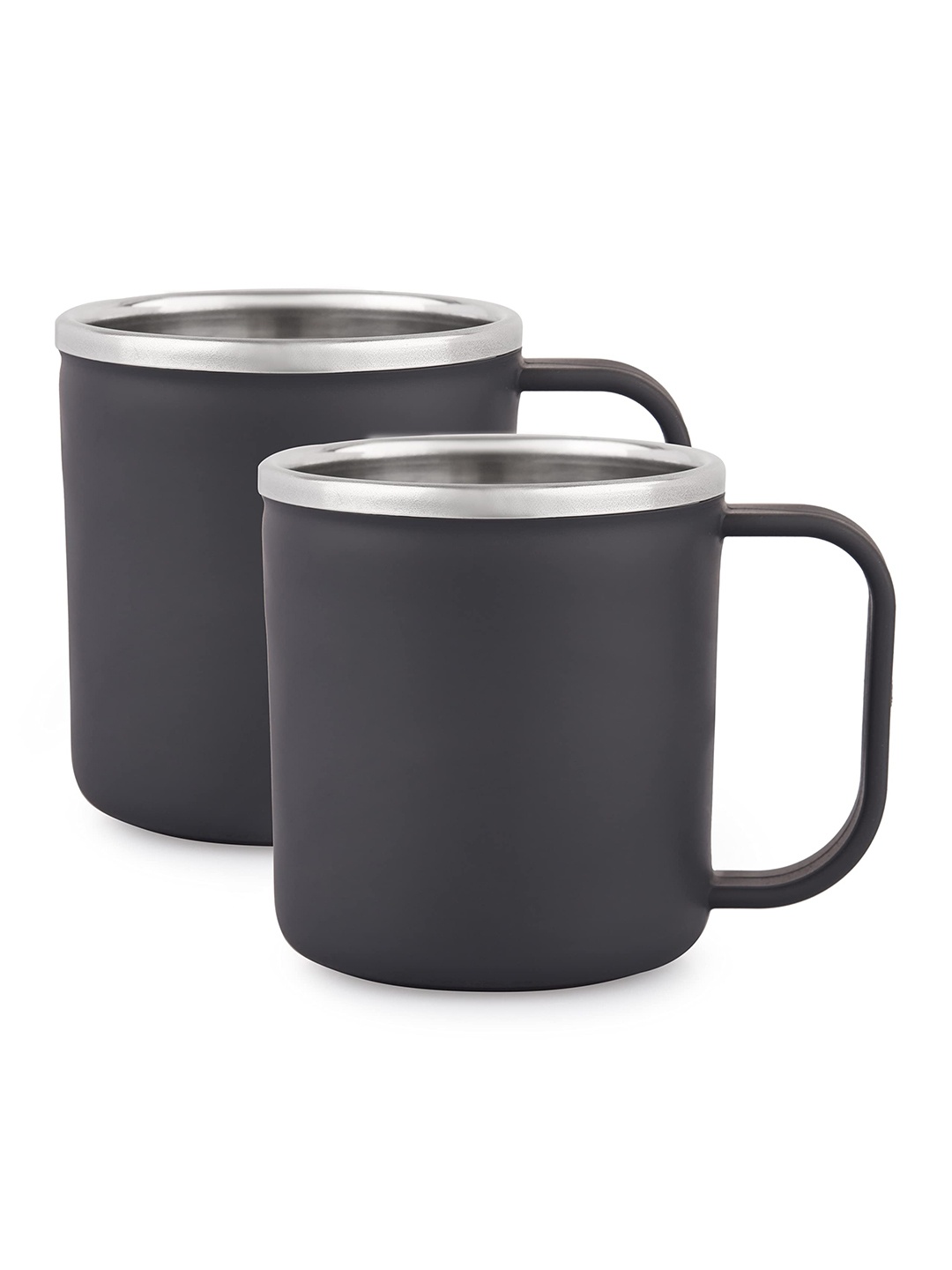 

SUGAR Chaicup Grey Double Walled Stainless Steel Mug with Lid-140 ml Each