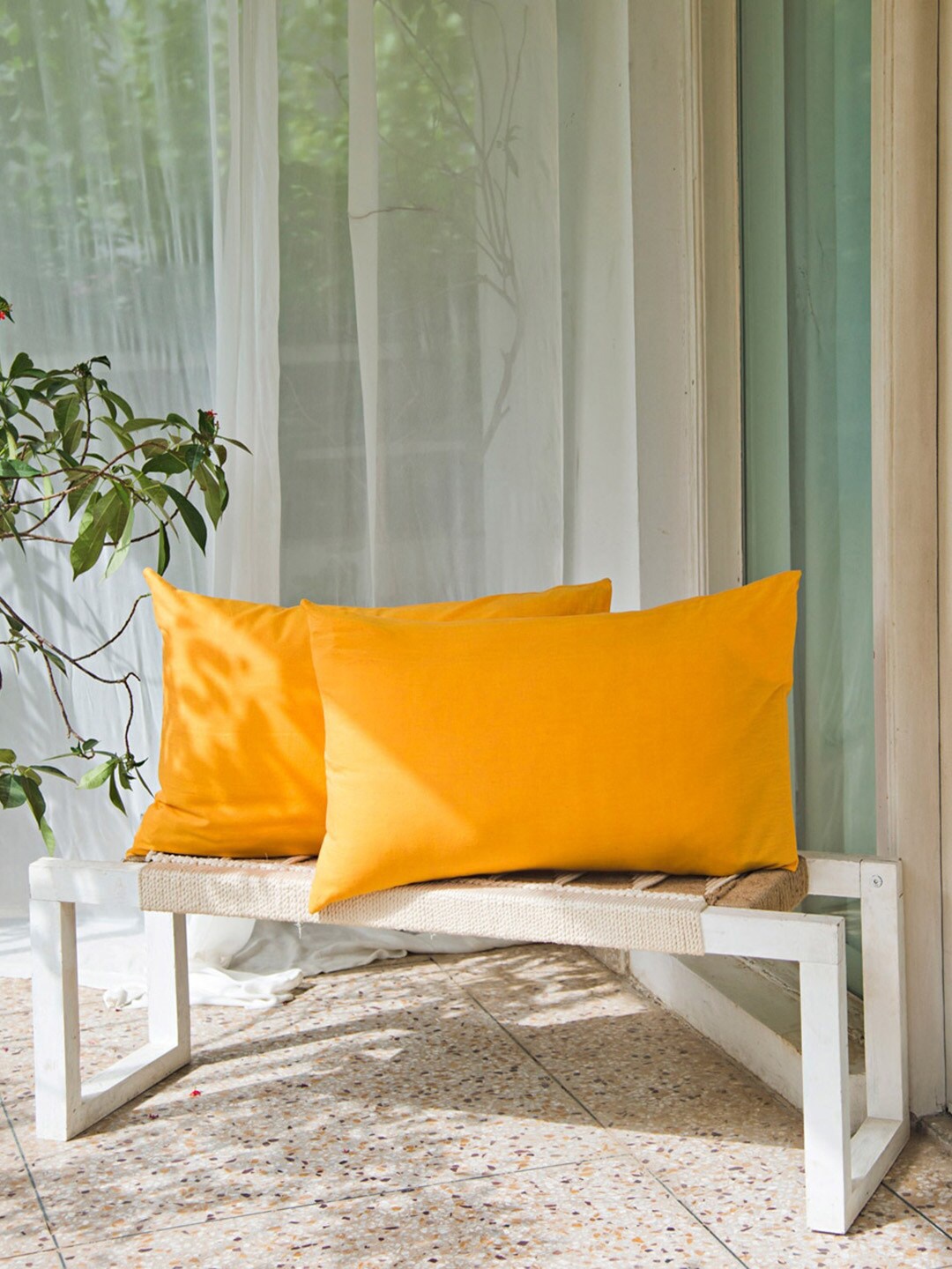 

Fabindia Yellow 2 Pieces Cotton Pillow Covers