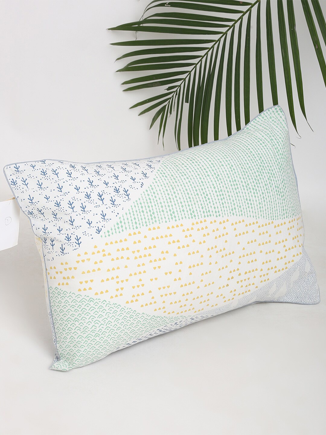 

Fabindia White & Yellow 2 Pieces Printed Cotton Pillow Covers