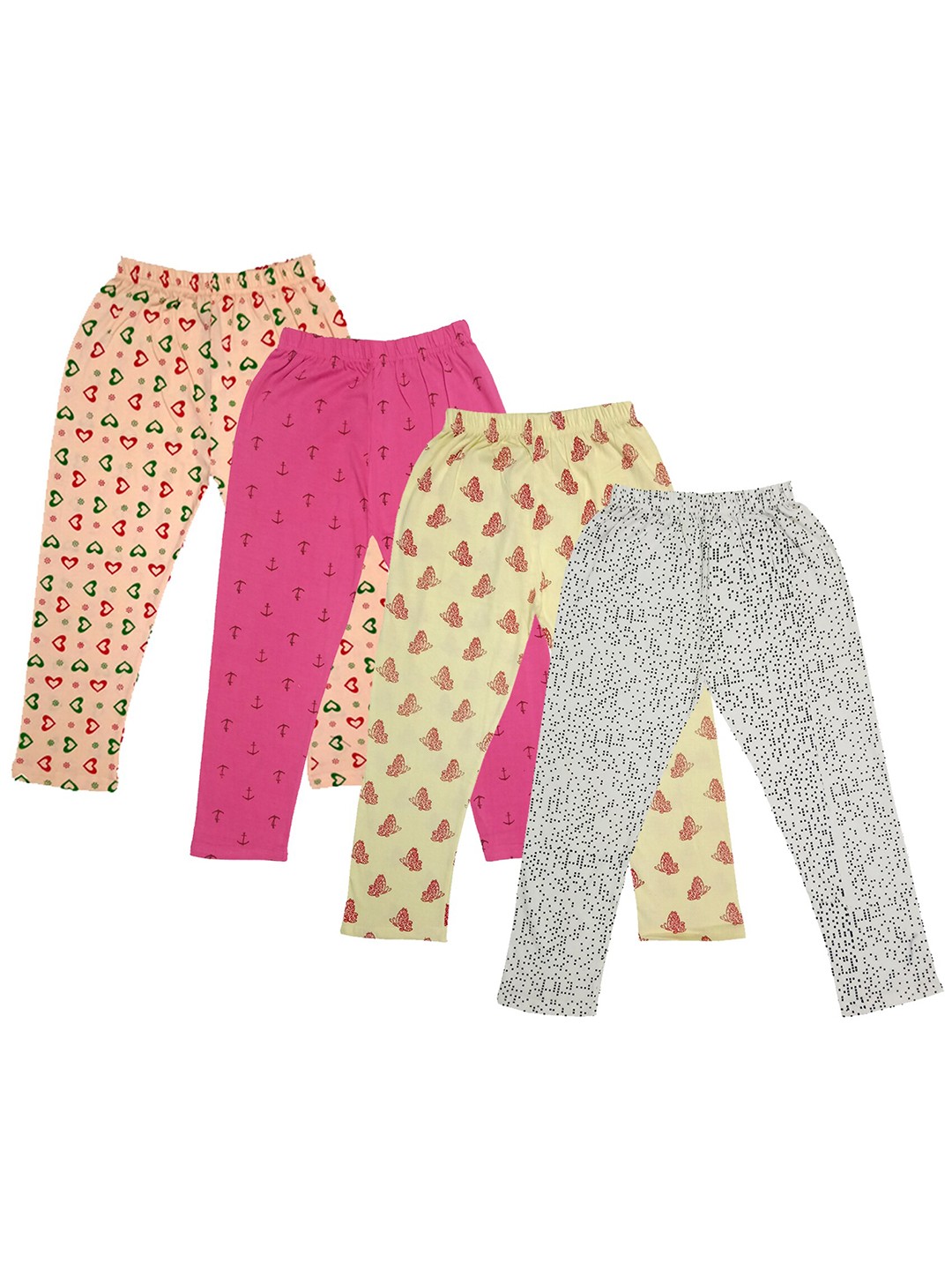 

IndiWeaves Girls Pack Of 4 Printed Pure Cotton Capris, Yellow