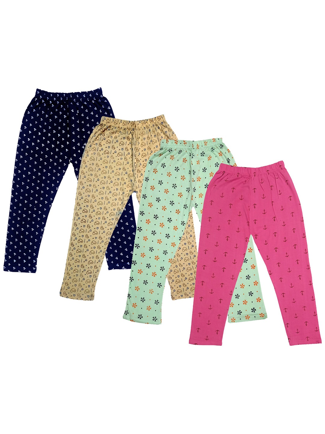 

IndiWeaves Girls Pack Of 4 Printed Pure Cotton Capris, Pink