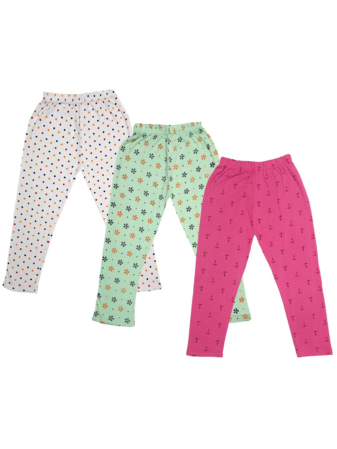 

IndiWeaves Girls Pack Of 3 Printed Pure Cotton Capris, White