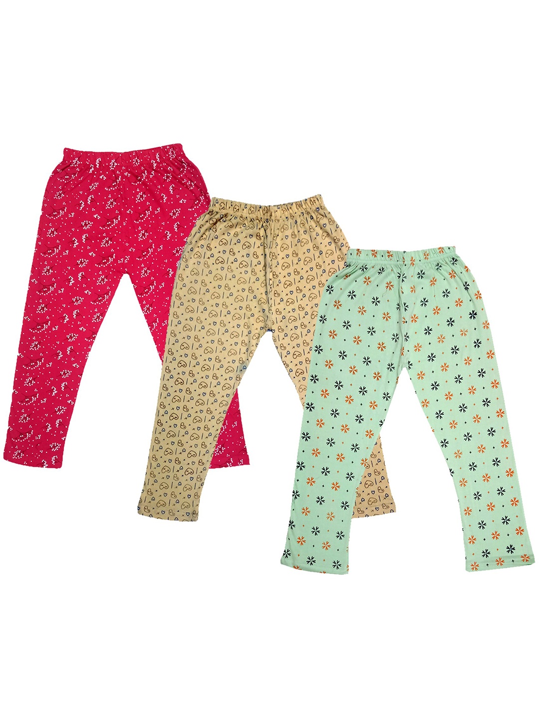 

IndiWeaves Girls Pack Of 3 Printed Pure Cotton Capris, Pink
