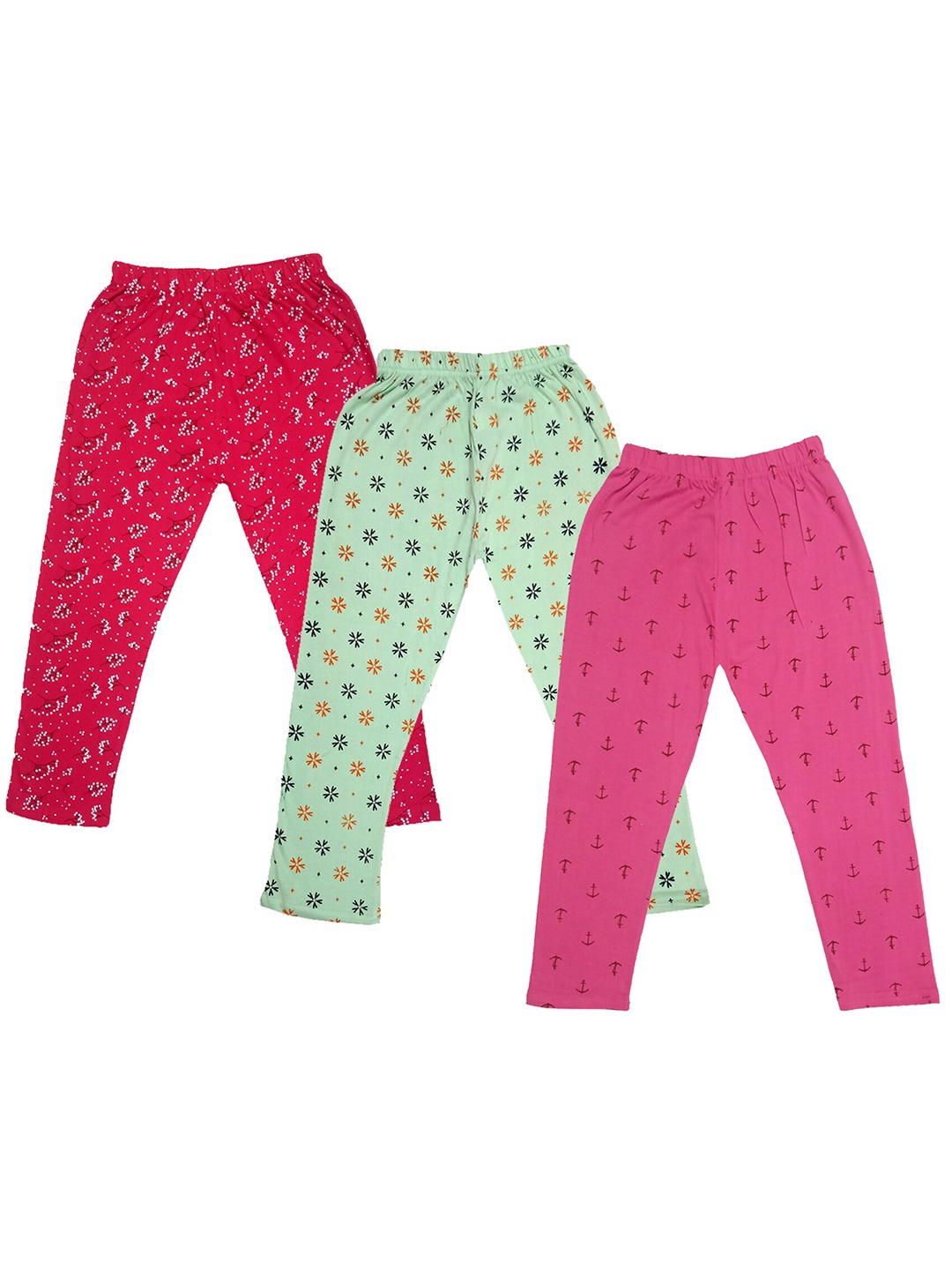 

IndiWeaves Girls Pack Of 3 Printed Pure Cotton Capris, Red