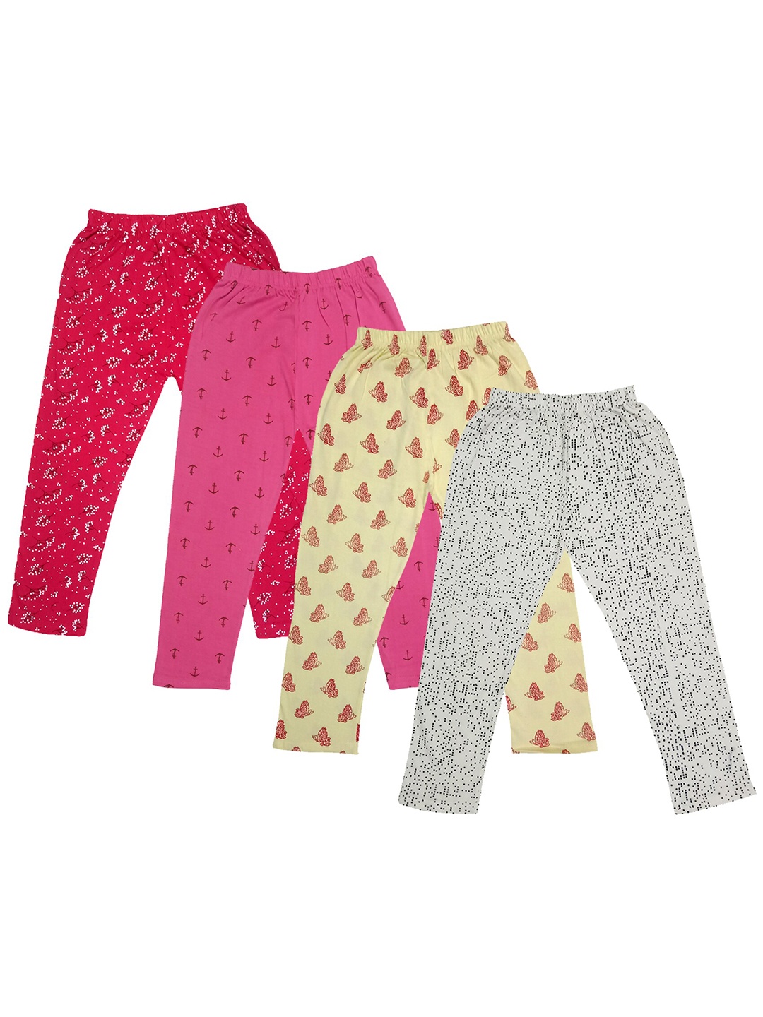 

IndiWeaves Girls Pack Of 4 Printed Pure Cotton Capris, Pink
