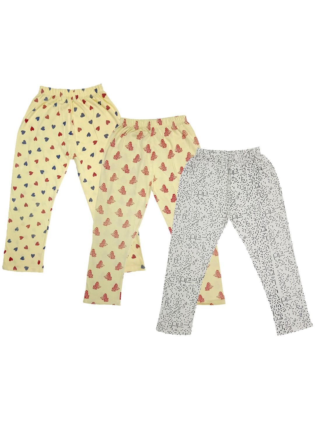 

IndiWeaves Girls Pack Of 3 Printed Pure Cotton Capris, Yellow