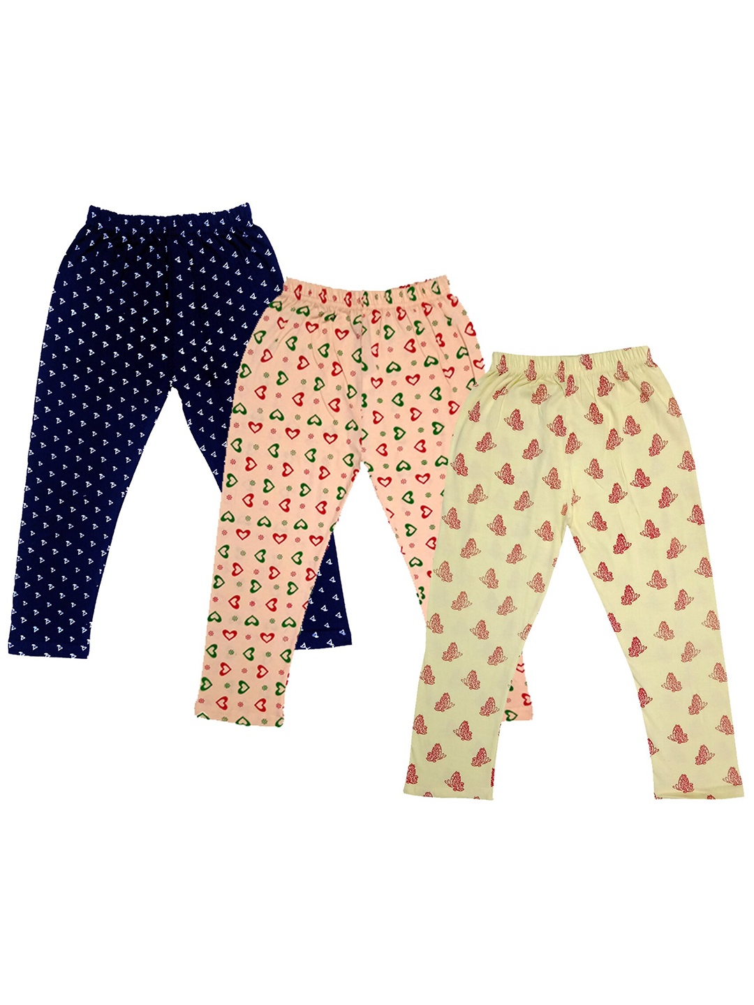 

IndiWeaves Girls Pack Of 3 Printed Pure Cotton Capris, Navy blue