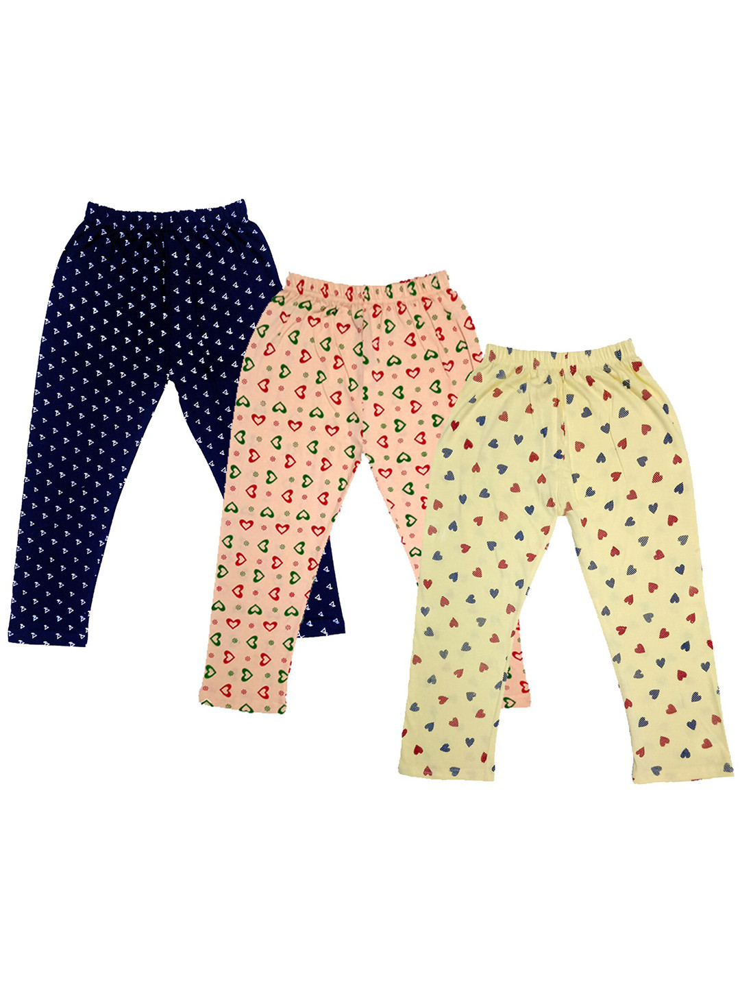

IndiWeaves Girls Pack Of 3 Printed Pure Cotton Capris, Navy blue
