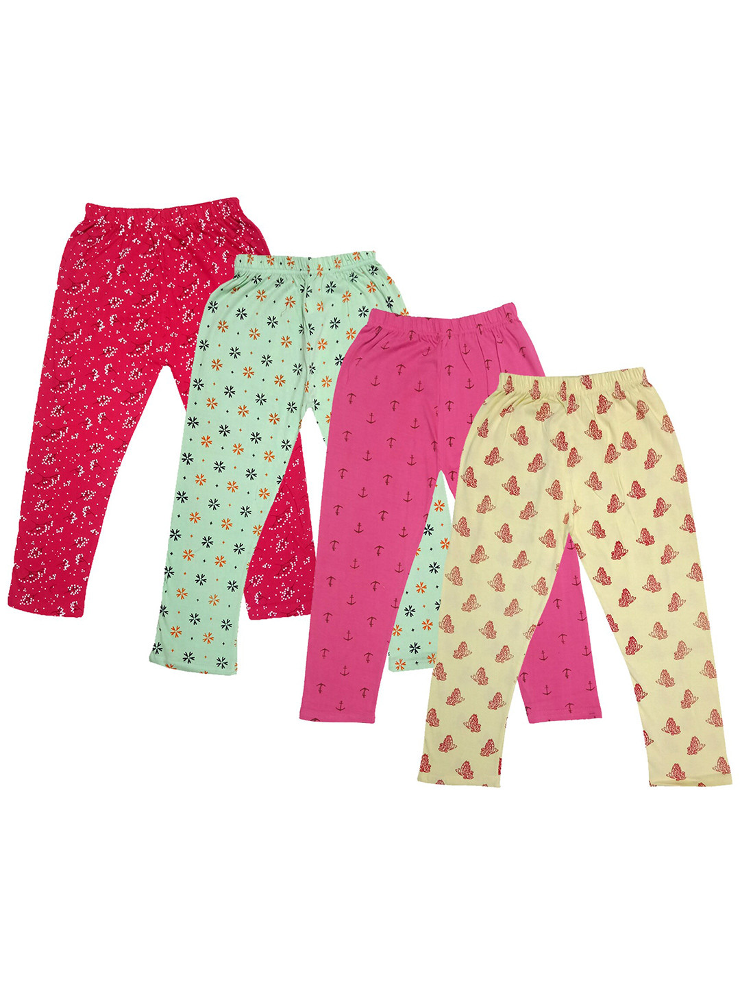 

IndiWeaves Girls Pack Of 4 Printed Pure Cotton Capris, Red