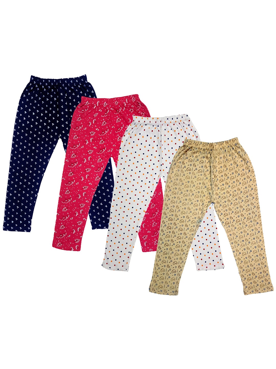 

IndiWeaves Girls Pack Of 4 Printed Pure Cotton Capris, Navy blue