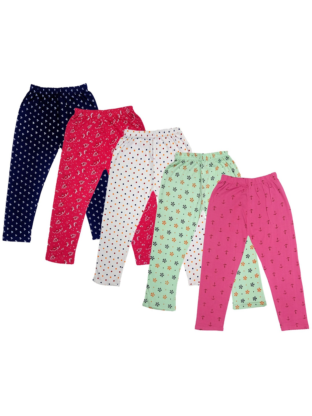 

IndiWeaves Girls Pack Of 5 Printed Pure Cotton Capris, Pink