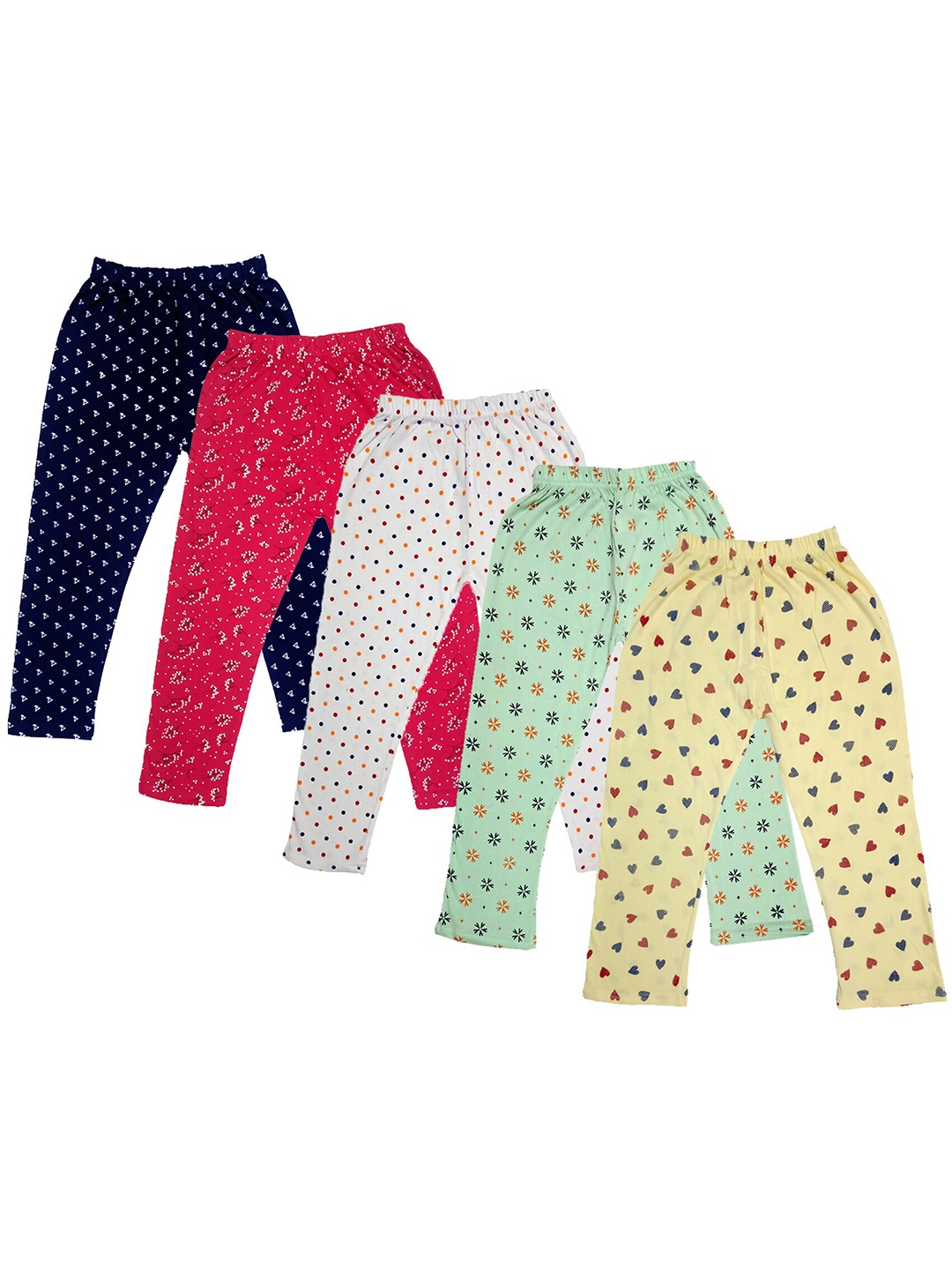 

IndiWeaves Girls Pack Of 5 Printed Pure Cotton Capris, Red