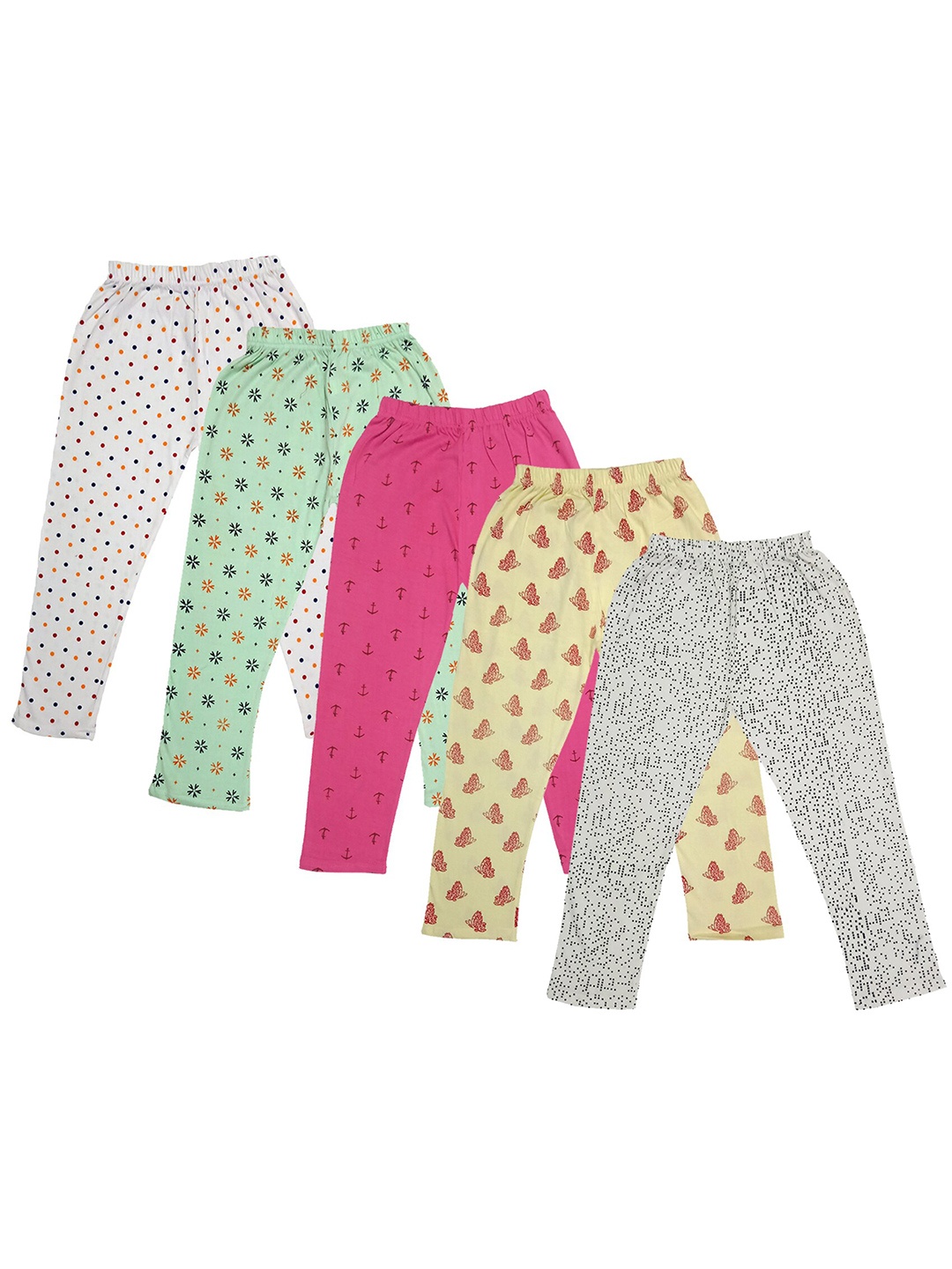 

IndiWeaves Girls Pack Of 5 Printed Pure Cotton Capris, White