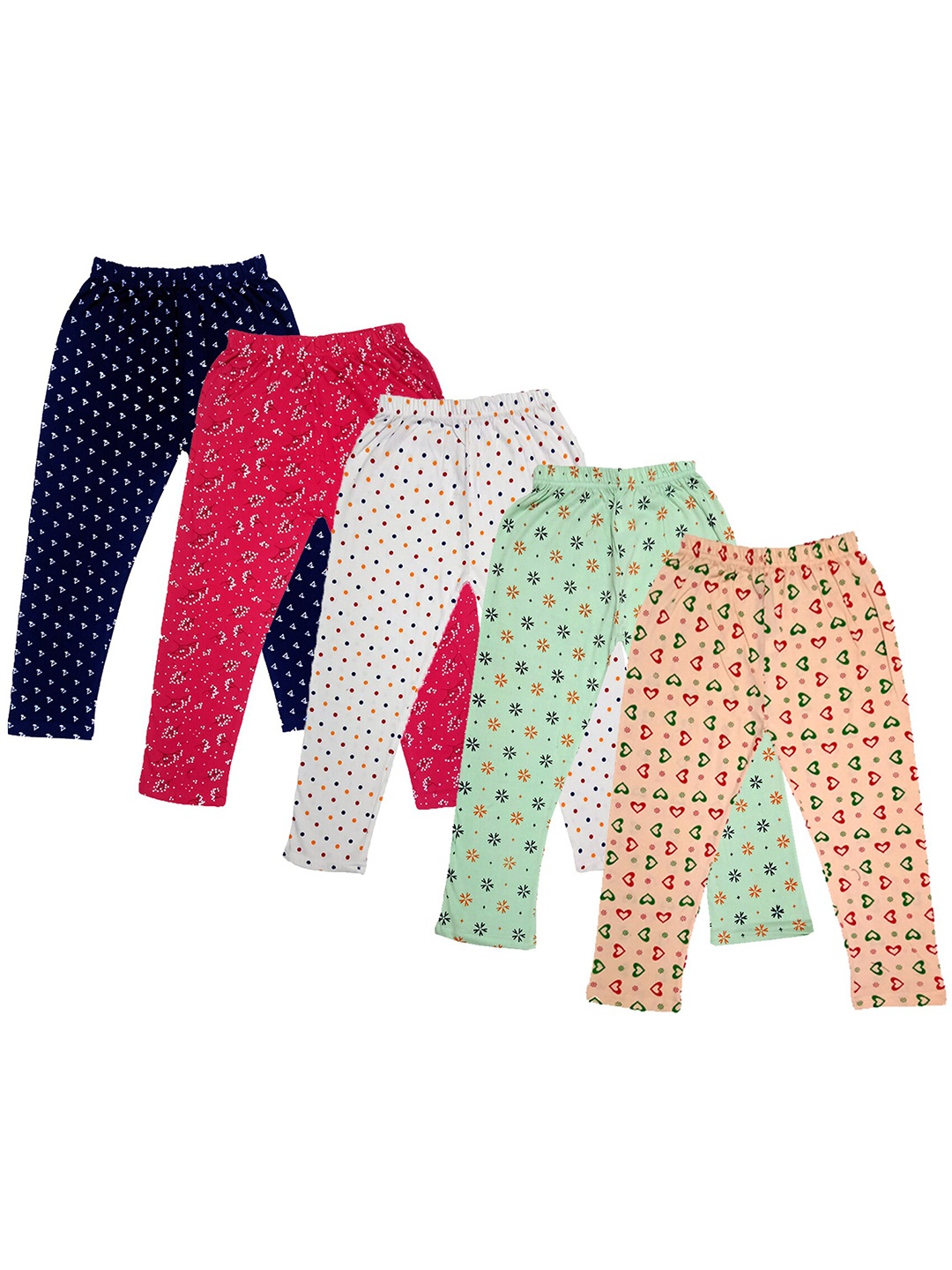 

IndiWeaves Girls Pack Of 5 Printed Pure Cotton Capris, Red