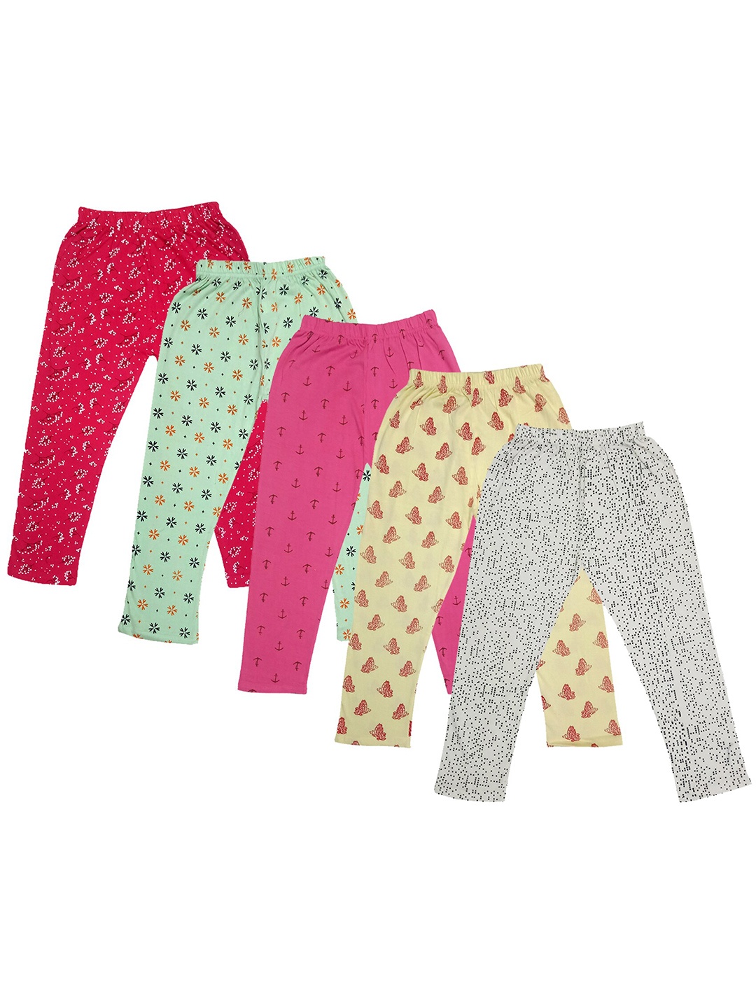 

IndiWeaves Girls Pack Of 5 Printed Pure Cotton Capris, Red