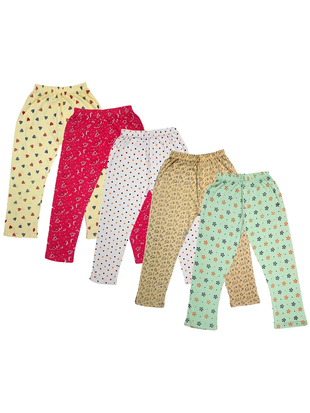 

IndiWeaves Girls Pack Of 5 Printed Pure Cotton Capris, Yellow