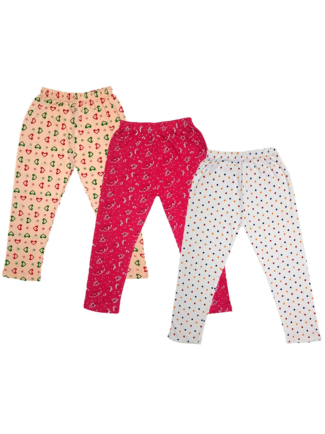 

IndiWeaves Girls Pack Of 3 Printed Pure Cotton Capris, Peach