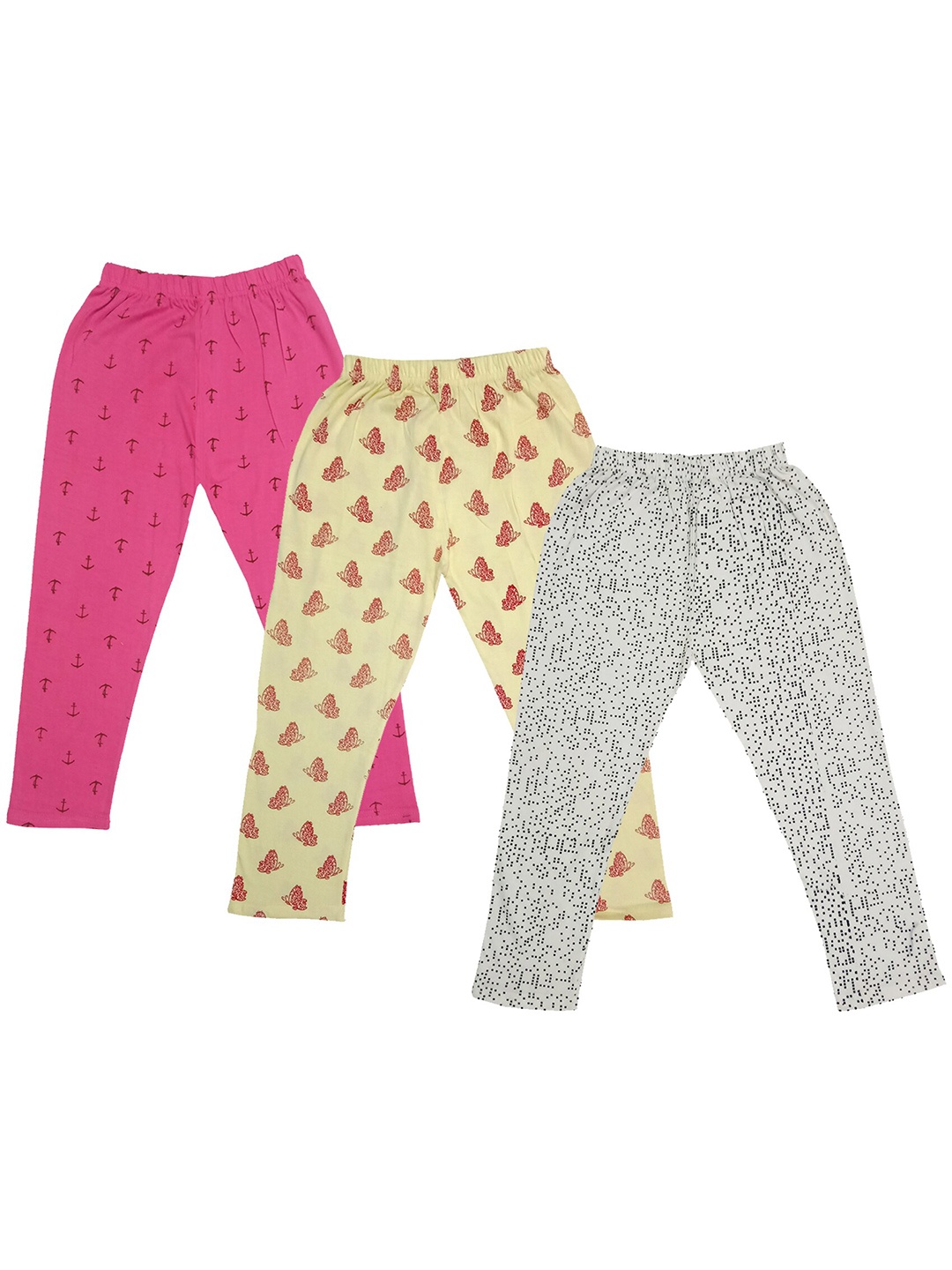 

IndiWeaves Girls Pack Of 3 Printed Pure Cotton Capris, Pink