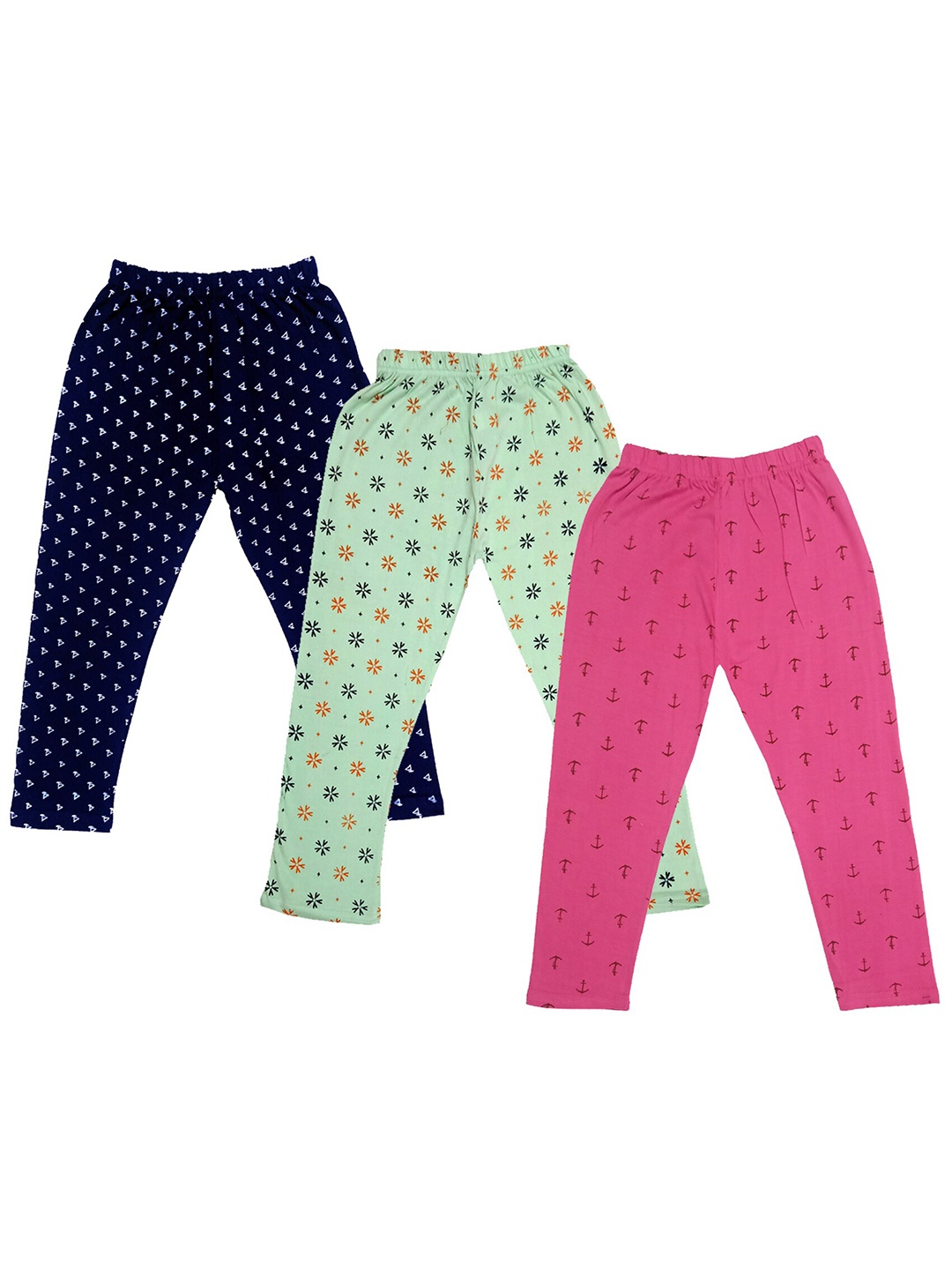 

IndiWeaves Girls Pack Of 3 Printed Pure Cotton Capris, Navy blue