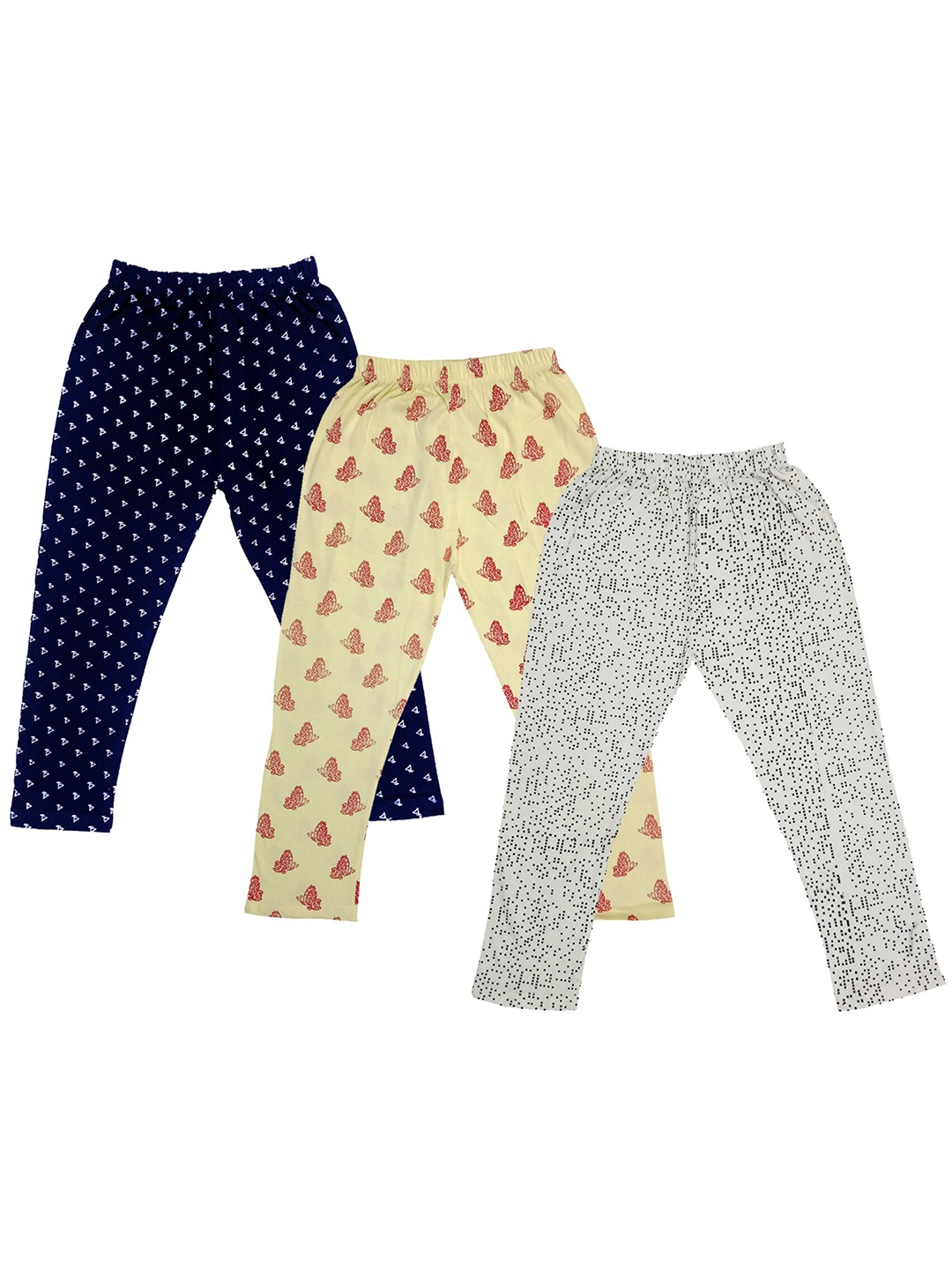 

IndiWeaves Girls Pack Of 3 Printed Pure Cotton Capris, Navy blue