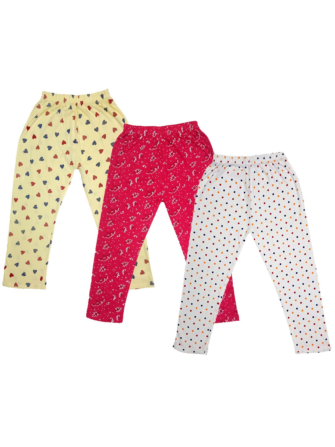 

IndiWeaves Girls Pack Of 3 Printed Pure Cotton Capris, Yellow
