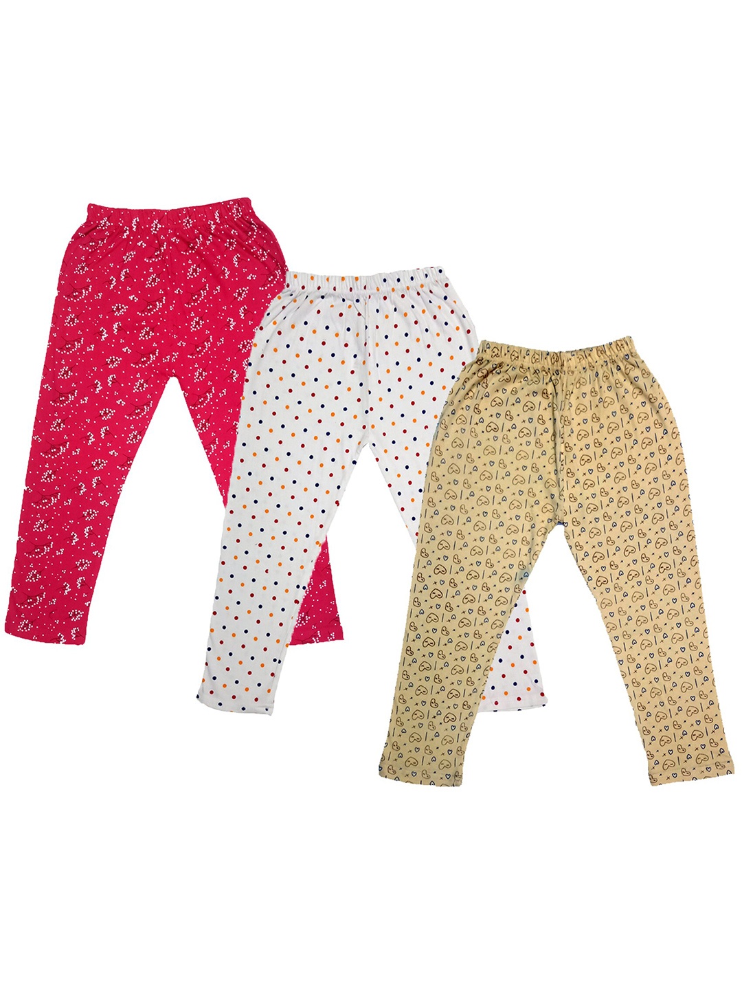 

IndiWeaves Girls Pack Of 3 Printed Pure Cotton Capris, Pink
