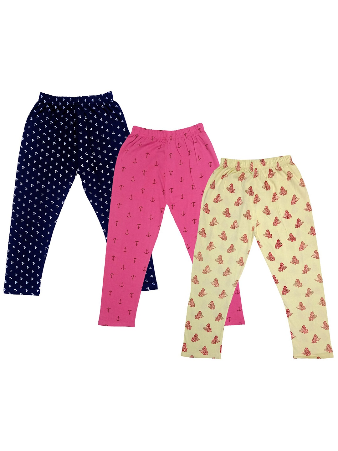 

IndiWeaves Girls Pack Of 3 Printed Cotton Capris, Navy blue