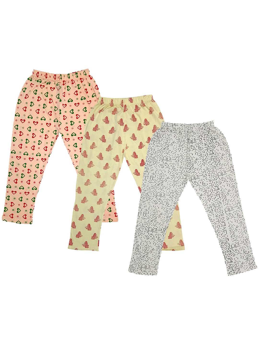 

IndiWeaves Girls Pack Of 3 Printed Pure Cotton Capris, Peach